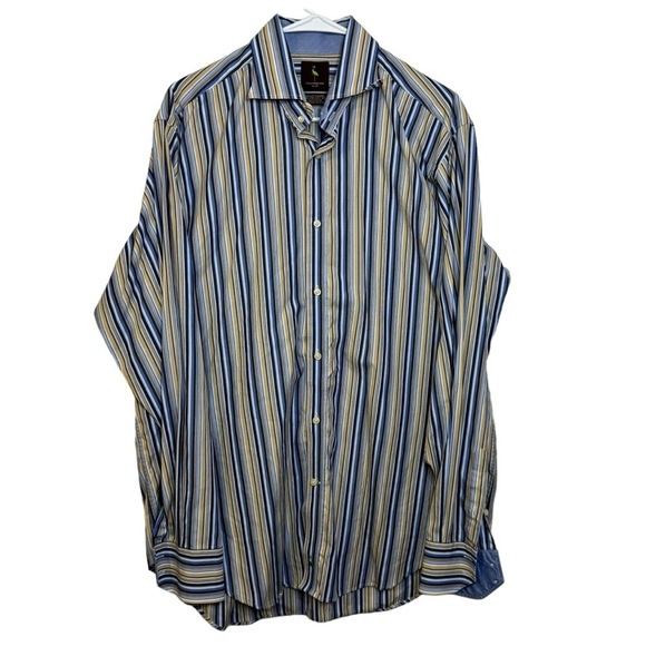 NEW Tailorbyrd Striped button down shirt  XL 100% cotton long staple 2 ply yarn - Picture 1 of 8